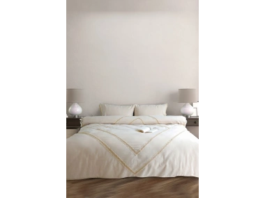 Ham Keten Jüt Dantelli Tek Kişilik Nevresim Takımı(YEDEK YASTIKLI)