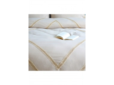 Ham Keten Jüt Dantelli Tek Kişilik Nevresim Takımı(YEDEK YASTIKLI)