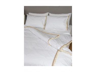 Beyaz Ponponlu %100 Pamuk Tek Kişilik Nevresim Takımı