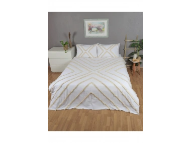 Beyaz Pamuk Keten Çoklu Püsküllü Çift Kişilik Nevresim Takımı (2 Yedek Yastıklı)