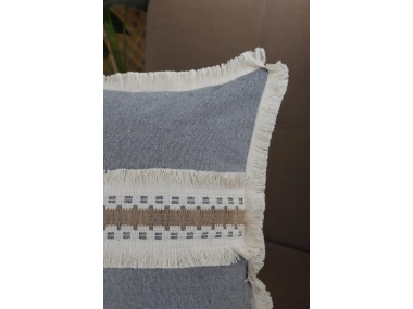 Gri Antrasit Kalın Dantel Kırlent43 X 43