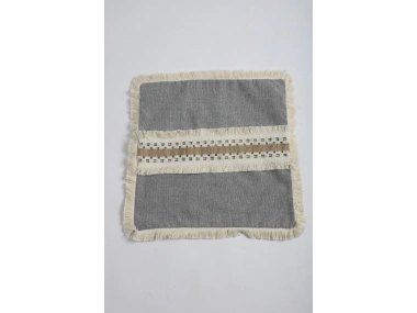 Gri Antrasit Kalın Dantel Kırlent43 X 43