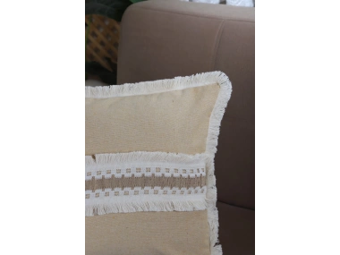 Sarı Keten Kalın Dantel Kırlent Kırlent Kılıfı