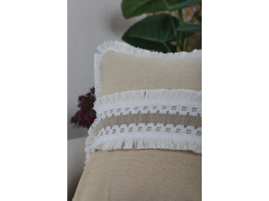 Sarı Keten Kalın Dantel Kırlent Kırlent Kılıfı