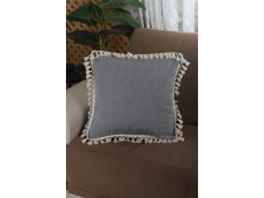 Gri Antrasit Ponponlu Kırlent43 X 43