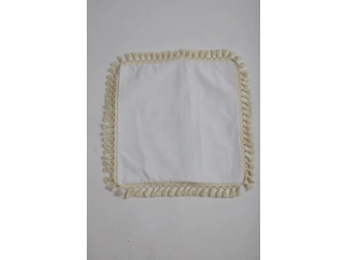 Keten Beyaz Ponponlu Kırlent Kırlent Kılıfı 43 X 43