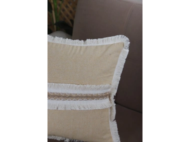 Sarı Keten Jüt Dantelli Kırlent Kırlent Kılıfı