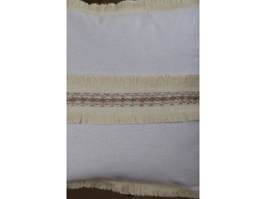 Beyaz Keten Jüt Dantelli Kırlent Kırlent Kılıfı 43 X 43
