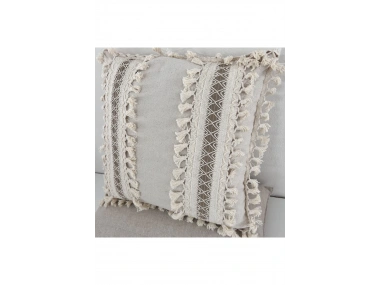Kalın Dantel Ponponlu Krem Kırlent Kırlent Kılıfı (43 x 43)
