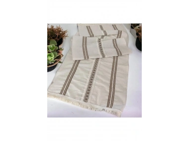 Keten Üstü 3 Dantelli Püsküllü Runner (50 x150)