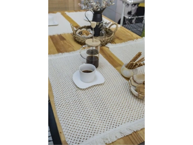 4Lü Amerikan Servis Ham Pamuk Örme Dantel Püsküllü (35x50)