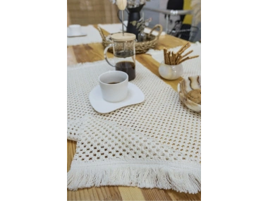 4Lü Amerikan Servis Ham Pamuk Örme Dantel Püsküllü (35x50)