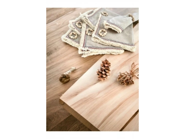 6LI Mini Püsküllü Ham Keten Peçete Takımı (AHŞAP TOKA HEDİYELİ)