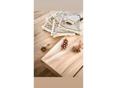 6LI Mini Püsküllü Ham Keten Peçete Takımı (AHŞAP TOKA HEDİYELİ)