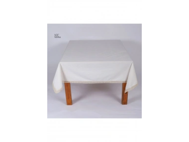 Organik Ham Keten Krem PASALI SAÇAKLI Masa Örtüsü