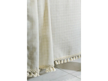 DESENLİ Krem Ponponlu Masa Örtüsü