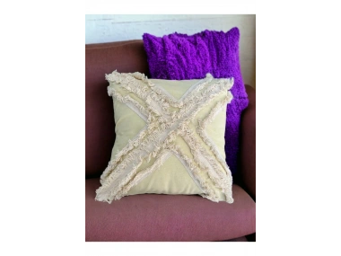 Sarı Renk Keten Çoklu Püsküllü Kırlent Kırlent Kılıfı