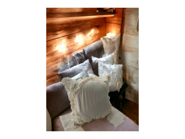 Ham Keten Baklava Mozaik Püsküllü Kırlent Kırlent Kılıfı 35x55