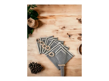 ANTRASİT Siyah Şeritli Peçete 40x40 TOKA HEDİYELİ 6LI