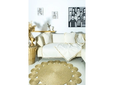 Ham Keten Otantik Koltuk Örtüsü Koltuk Şalı