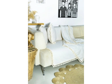 Ham Keten Otantik Koltuk Örtüsü Koltuk Şalı