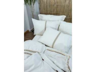 Ham Kahve Dantelli Otantik Çift Kişilik Nevresim Takımı