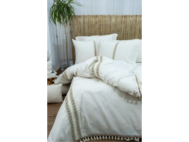 Ham Kahve Dantelli Otantik Tek Kişilik Nevresim Seti