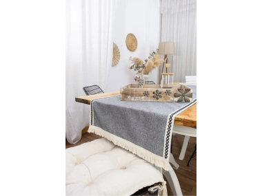 Gri Antrasit Siyah Şeritli Püsküllü Runner