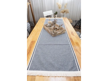 Gri Antrasit Siyah Şeritli Püsküllü Runner