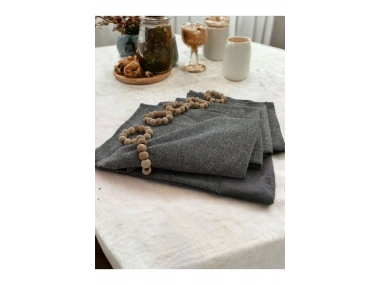 Gri Antrasit Sade 6lı Peçete Takımı