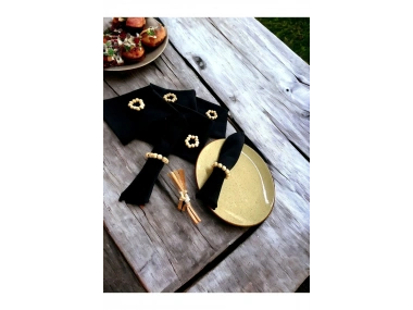 Premium Keten Siyah 6LI (TOKA HEDİYELİ ) Peçete Takımı