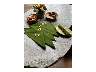 Premium Haki Yeşil 6lı Peçete TAKIMI (toka hediyeli) 40x40