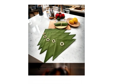 Premium Haki Yeşil 6lı Peçete TAKIMI (toka hediyeli) 40x40