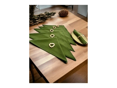 Premium Haki Yeşil 6lı Peçete TAKIMI (toka hediyeli) 40x40