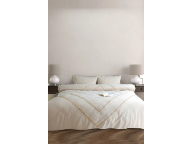 BATTAL Boy Ham Keten Jüt Dantelli Nevresim Seti