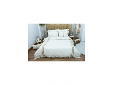 BATTAL Boy Krem Kahve Dantelli Nevresim Seti