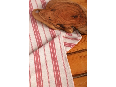 Bordo Çizgili Püsküllü Runner Masa Örtüsü(45 x 150)