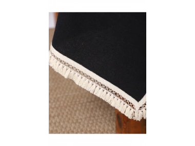 Premium Siyah Keten Pasalı Masa Örtüsü