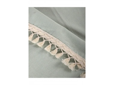 Premium Adaçayı Yeşili Ponponlu Masa Örtüsü