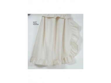 Natural Pamuk Keten Dikey FIRFIRLI Vintage Çift Kanat Fon Perde