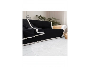 Premium Keten Siyah Pasalı Koltuk Örtüsü (170 X 220)