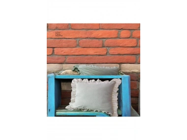 Ham Keten Krem  Fırfırlı  KIrlent Kırlent Kılıfı (43 x 43 )