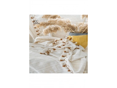 Buldan Dokuması  Keten Ponponlu Koltuk Örtüsü (170 x 220)