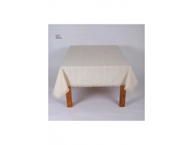 Buldan Dokuması Çizgili Krem Keten PASALI Masa Örtüsü