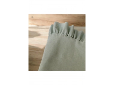 Premium Keten Adaçayı Yeşil FIRFIRLI YUVARLAK Masa Örtüsü