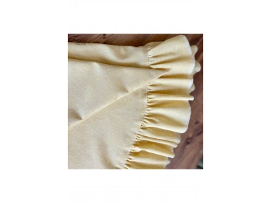 Sarı Keten Fırfırlı Yuvarlak Masa Örtüsü