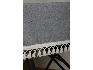 Gri Antrasit HAM Ponponlu Runner Masa Örtüsü (45 x 150)