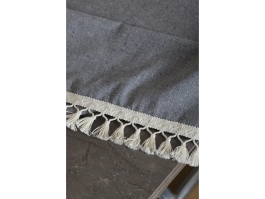 Gri Antrasit HAM Ponponlu Runner Masa Örtüsü (45 x 150)
