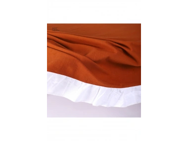 Tarçın Keten BEYAZ FIRFIRLI Masa Örtüsü