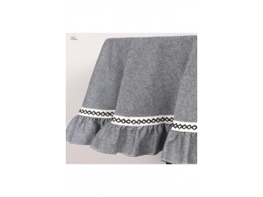 Gri Antrasit Özel Seri YUVARLAK FIRFIRLI Masa Örtüsü